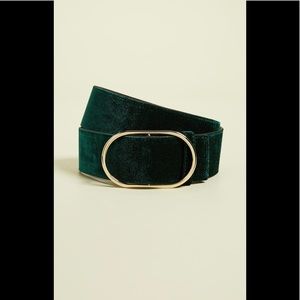 Frame oval velvet belt green with gold buckle